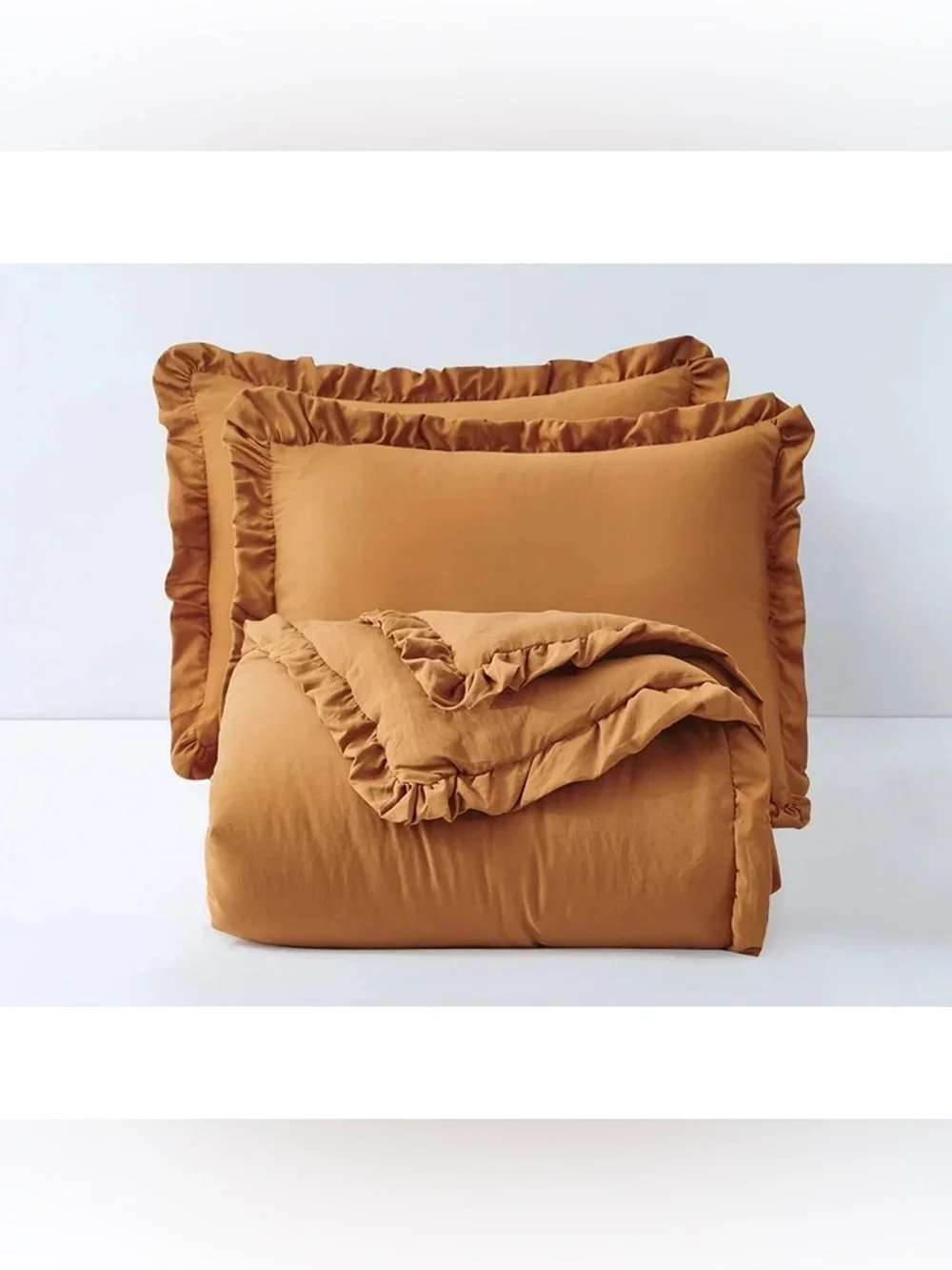 Rust Ruffle Edge Full 3 piece Comforter Set